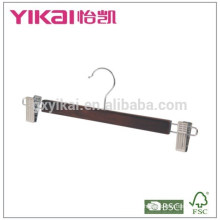 2015Bulk wooden trousers skirt hangers with metal clips in antique color